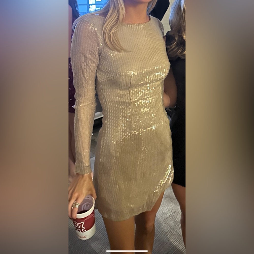 Tan sequin dress